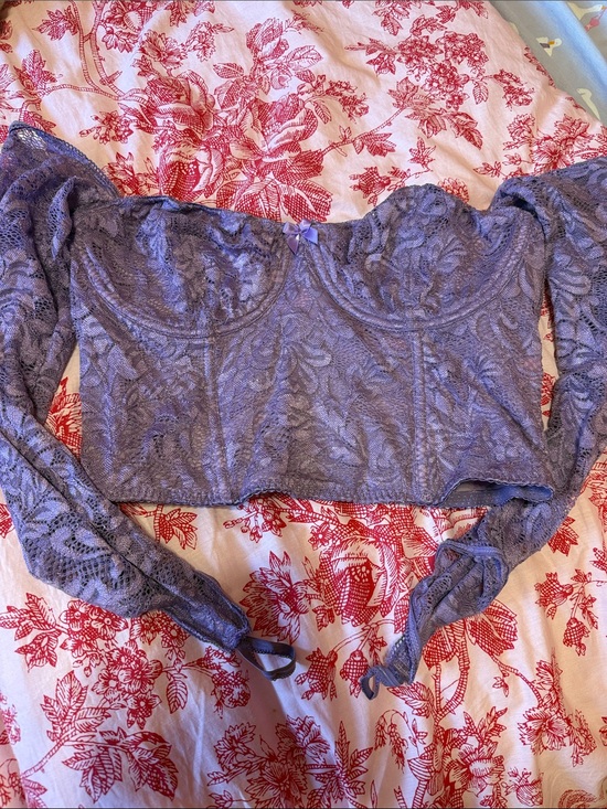 Sugar Thrillz Tops - Sugar Thrillz Lavender Lace Corset Crop Top